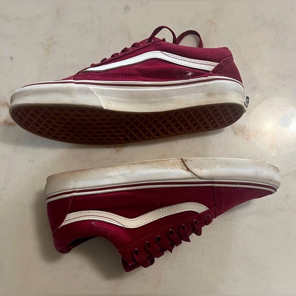 Vans Burgundy  Old School Lace Up Sneakers Men’s 7.0 Women’s 8.5 - Picture 1 of 7